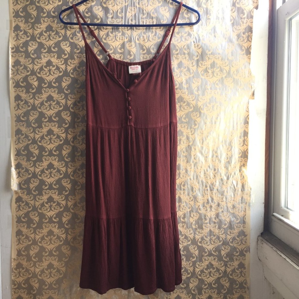 Mossimo Burgundy Dress Covered Button Loop Size XS